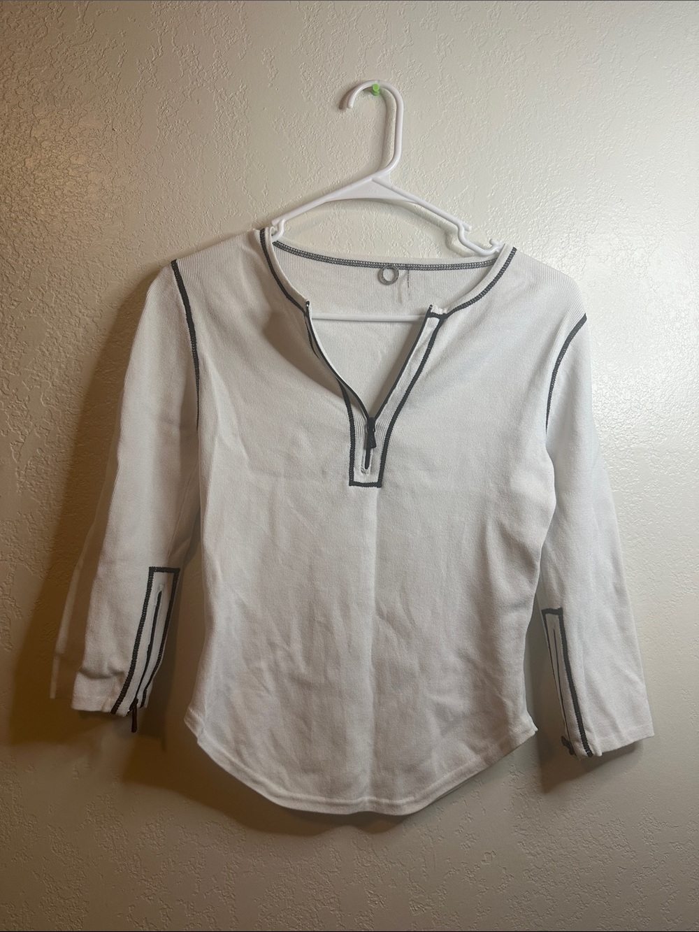 One Girl Who White Long Sleeve Top with Black Trim